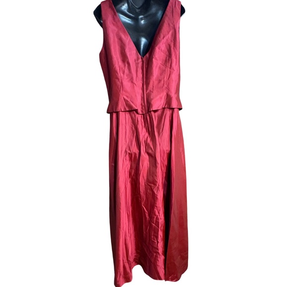 red two-piece formal gown is a vintage set by JS Collections size 14 formal - Picture 3 of 10